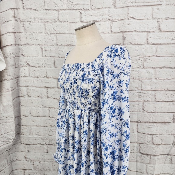 Coquette Milkmaid Dress Maxi Cottage French Floral Tiered Dainty Romantic Medium - Picture 7 of 8